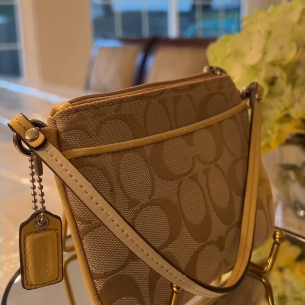 Coach Beige Monogram Wristlet